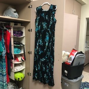 Long Black and Teal Summer Dress